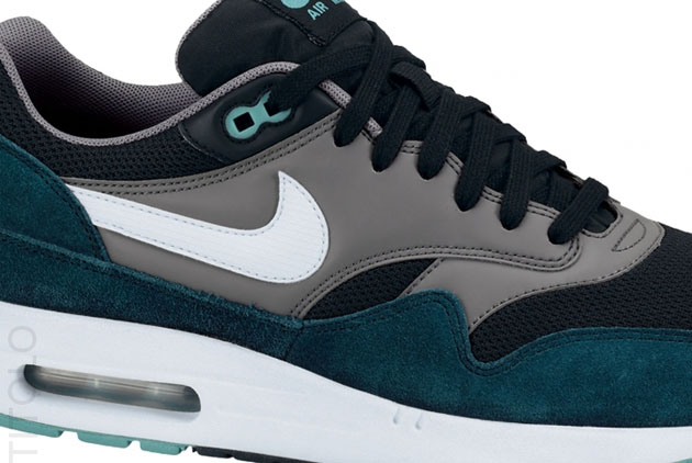 537383-013 Nike Air Max 1 Essential-Black-White-Mid Turquoise-Cool Grey-2