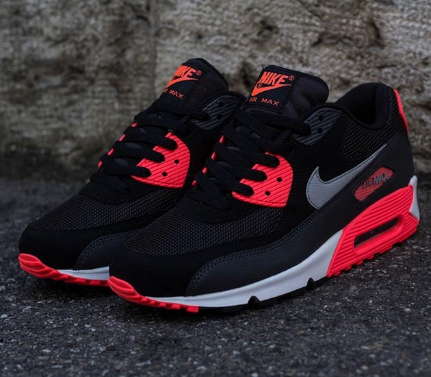 Nike Air Max 90 Essential – Black / Wolf Grey – Atomic Red – Anthracite 1
