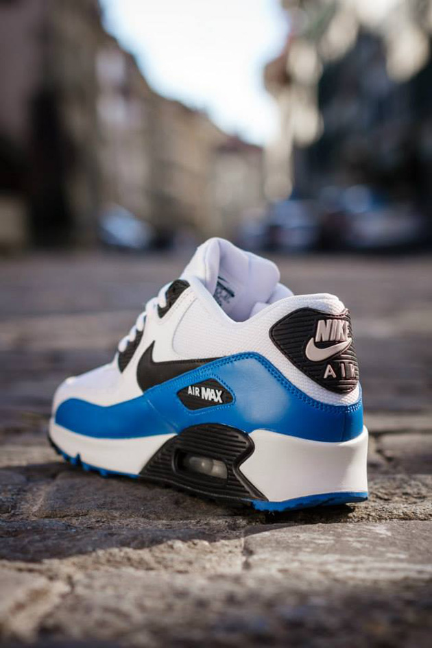 Nike Air Max 90 Essential–White-Black–Military Blue–Neutral Grey-2