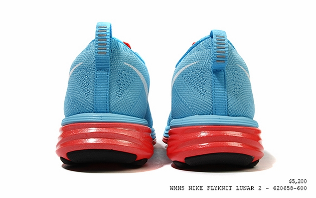 Nike Flyknit Lunar2 WMNS–Bright Crimson-White-Polarized Blue-3