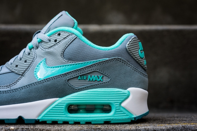 -Nike Air Max 90 WMNS Silver Wing-Hyper Turquoise-Dusty Cactus-4