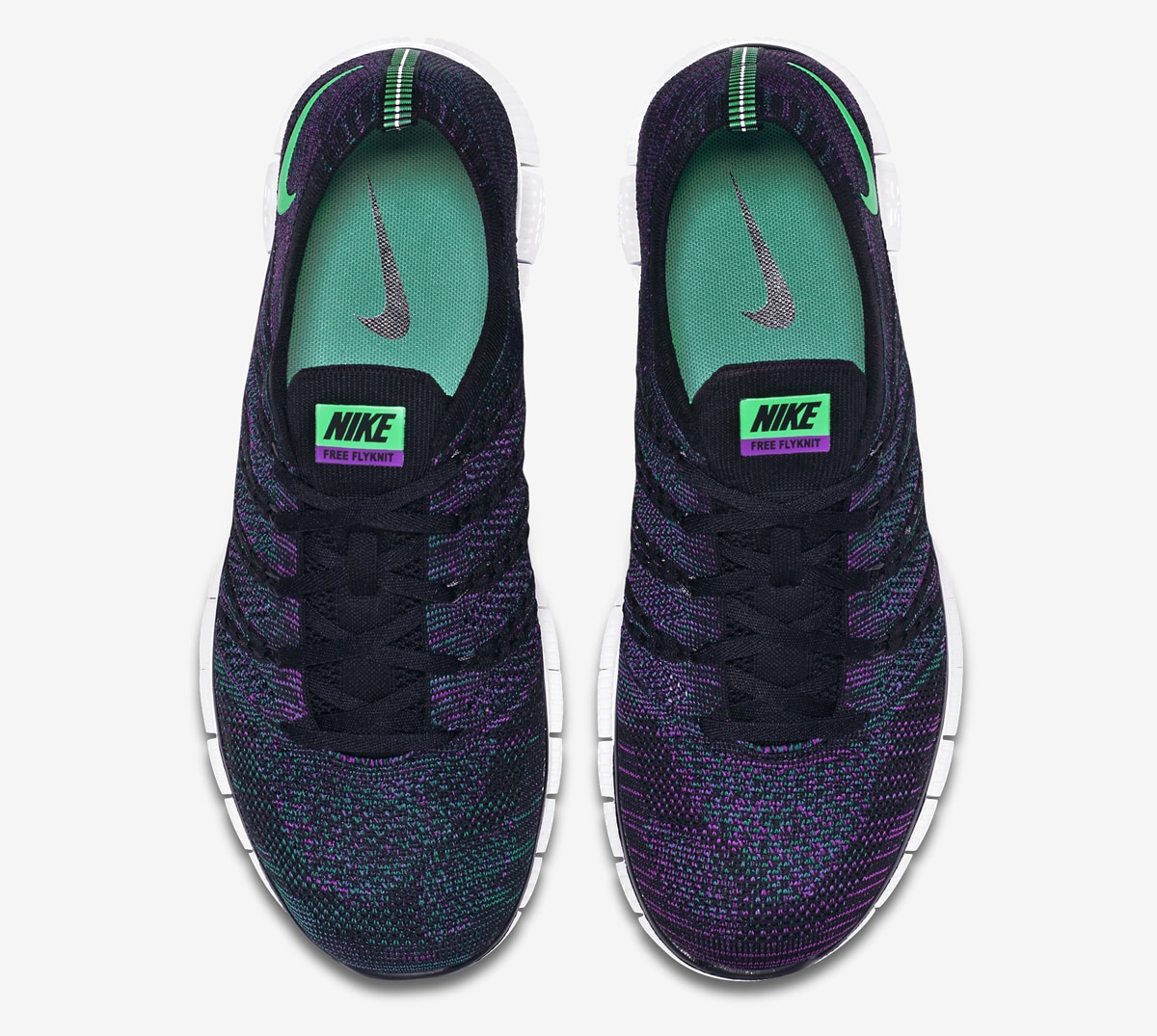 Nike Free Flyknit NSW-Black-Green Glow-Radiant Emerald-Vivid Purple-4