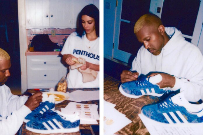 Kanye West kreuje nowy trend malujac flamastrami po butach dla Kim Kardashian