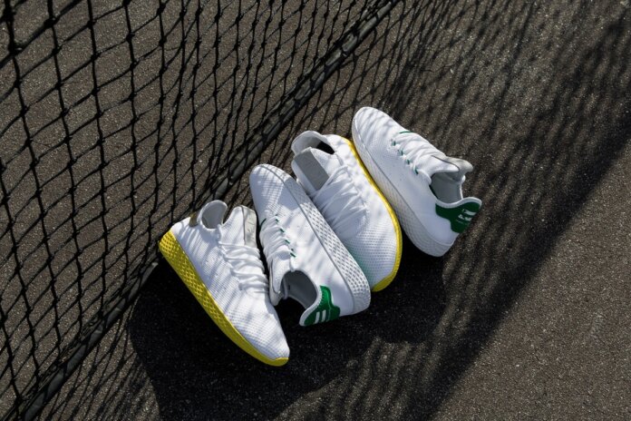 Pharrell Williams x adidas Tennis Hu Primeknit Gold and Green Pharrell Williams x adidas Tennis Hu Primeknit Gold and Green