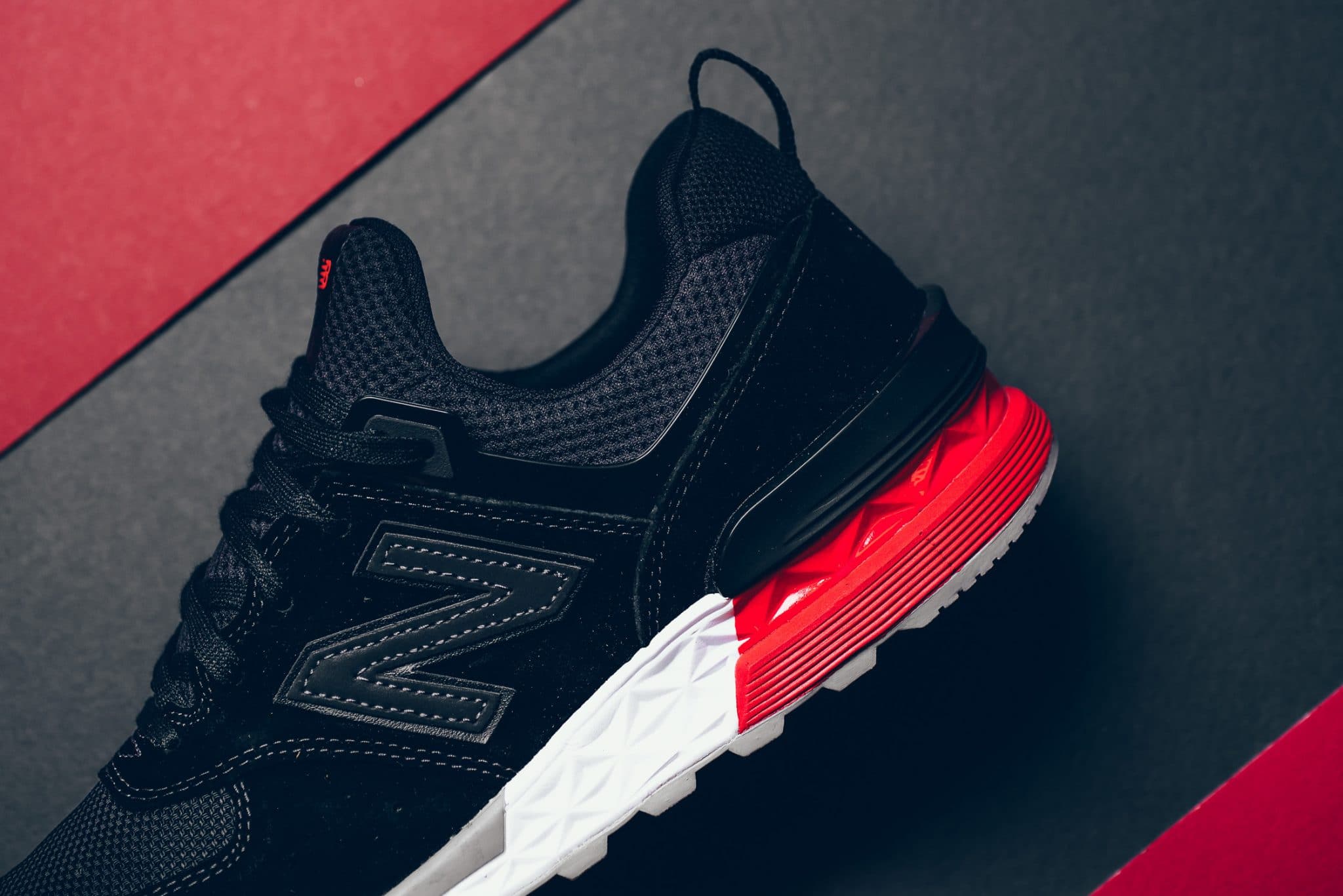 New Balance 574 Black White Red3