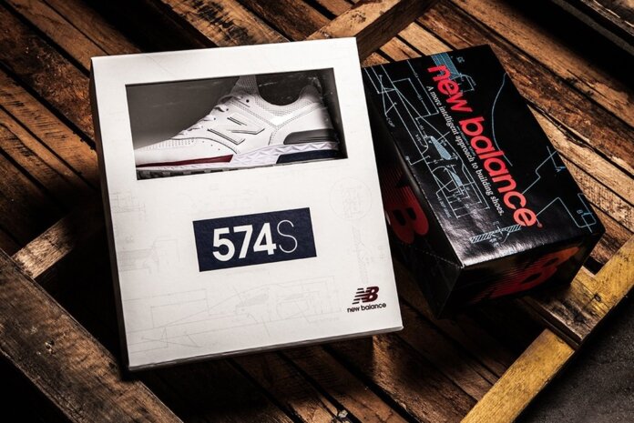 New Balance 574 - White : Black - Red New Balance 574 - White : Black - Red