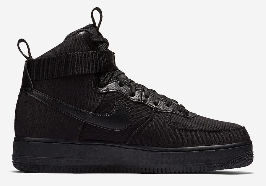 Nike Air Force 1 High Canvas Triple Black AH6768-001 2