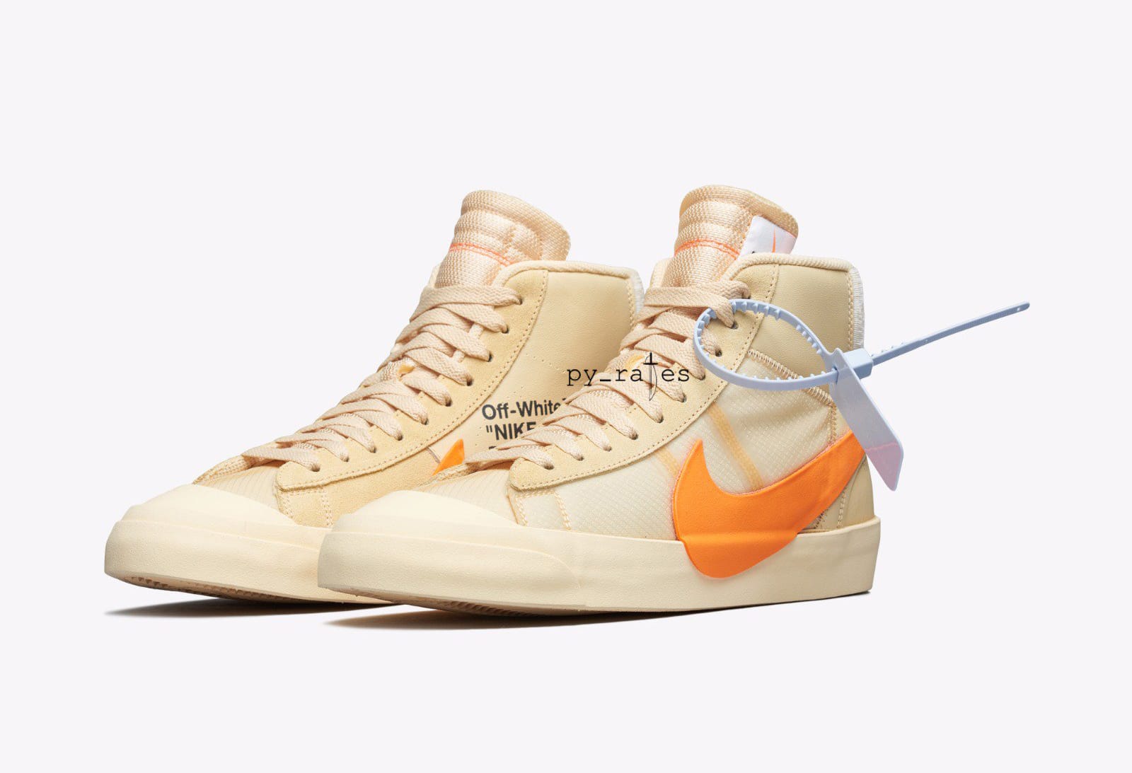 Off-White x Nike Blazer Mid All Hallows Eve Canvas Pale Vanilla Black Total Orange AA3832-700 3