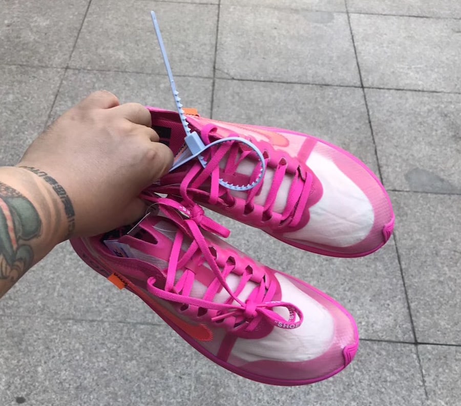 Off-White x Nike Zoom Fly SP Tulip Pink Racer Pink AJ4588-600 5