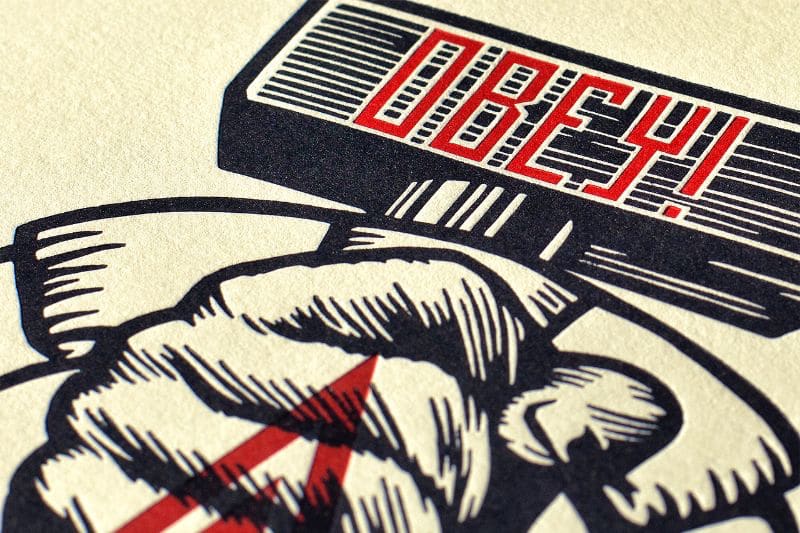 Plakat Obey Shepard Fairey Hammer and Fist Letterpress poster 4