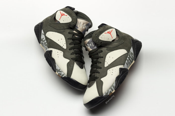 Patta x Air Jordan 7 Icicle Sequoia River Rock Light Crimson AT3375-100
