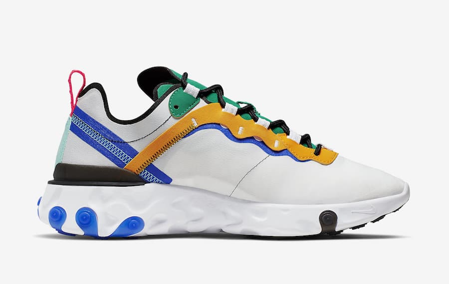 Nike React Element 55 White Racing Blue University Gold Bright Green CK2955-161 2