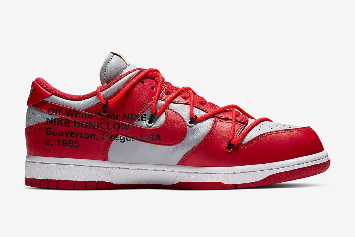 Off-White x Nike Dunk Low University Red University Red Wolf Grey CT0856-600 2