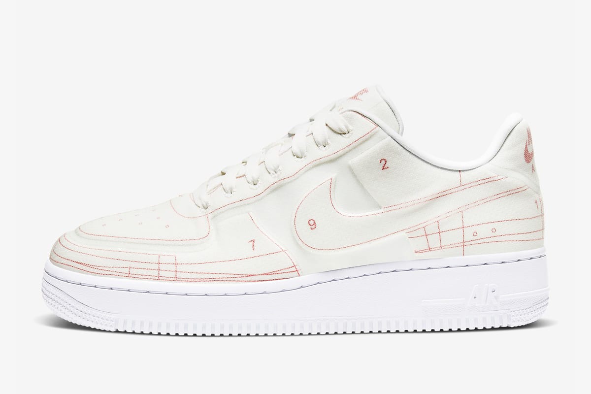 Nike Air Force 1 Low 07 LX Schematic Summit White Summit White University Red CI3445-100 2