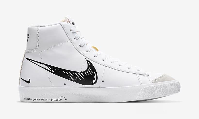 Nike Blazer Mid Sketch White Black CW7580-101 3