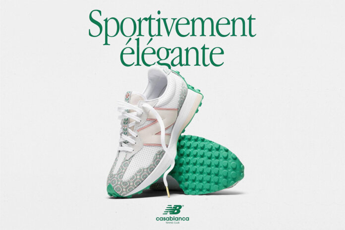 casablanca x new balance 327 green monogram casablanca x new balance 327 green monogram