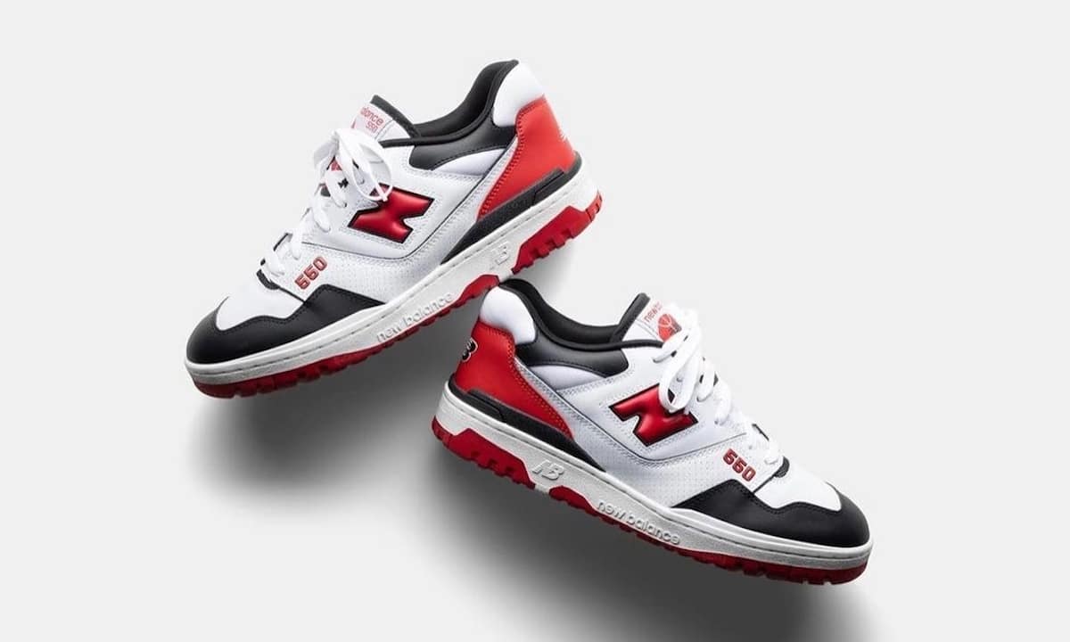 New Balance 550 White Black Red Shifted Sport