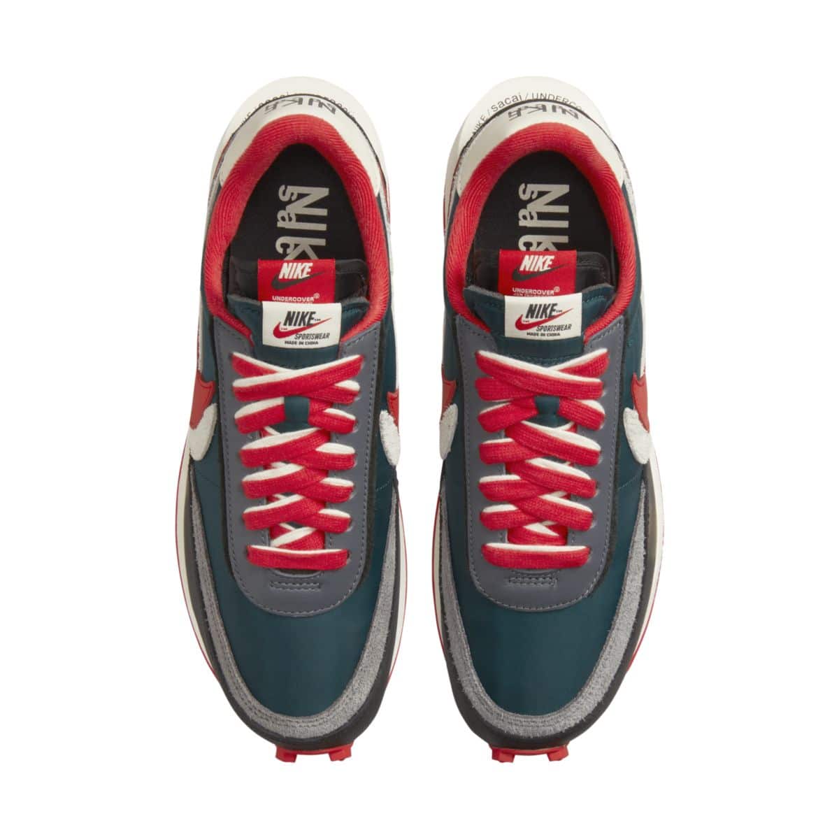 UNDERCOVER x sacai x Nike LDWaffle Midnight Spruce University Red DJ4877-300 5