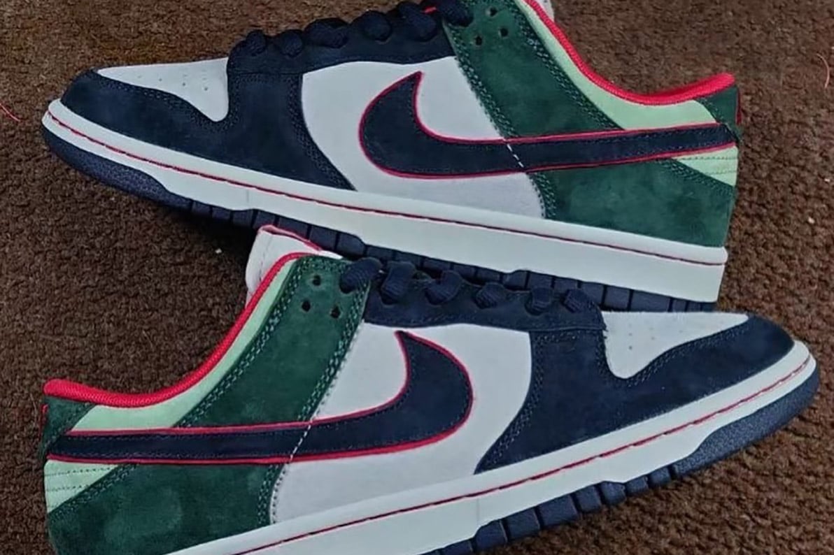 nike dunk low navy green red zdjecia
