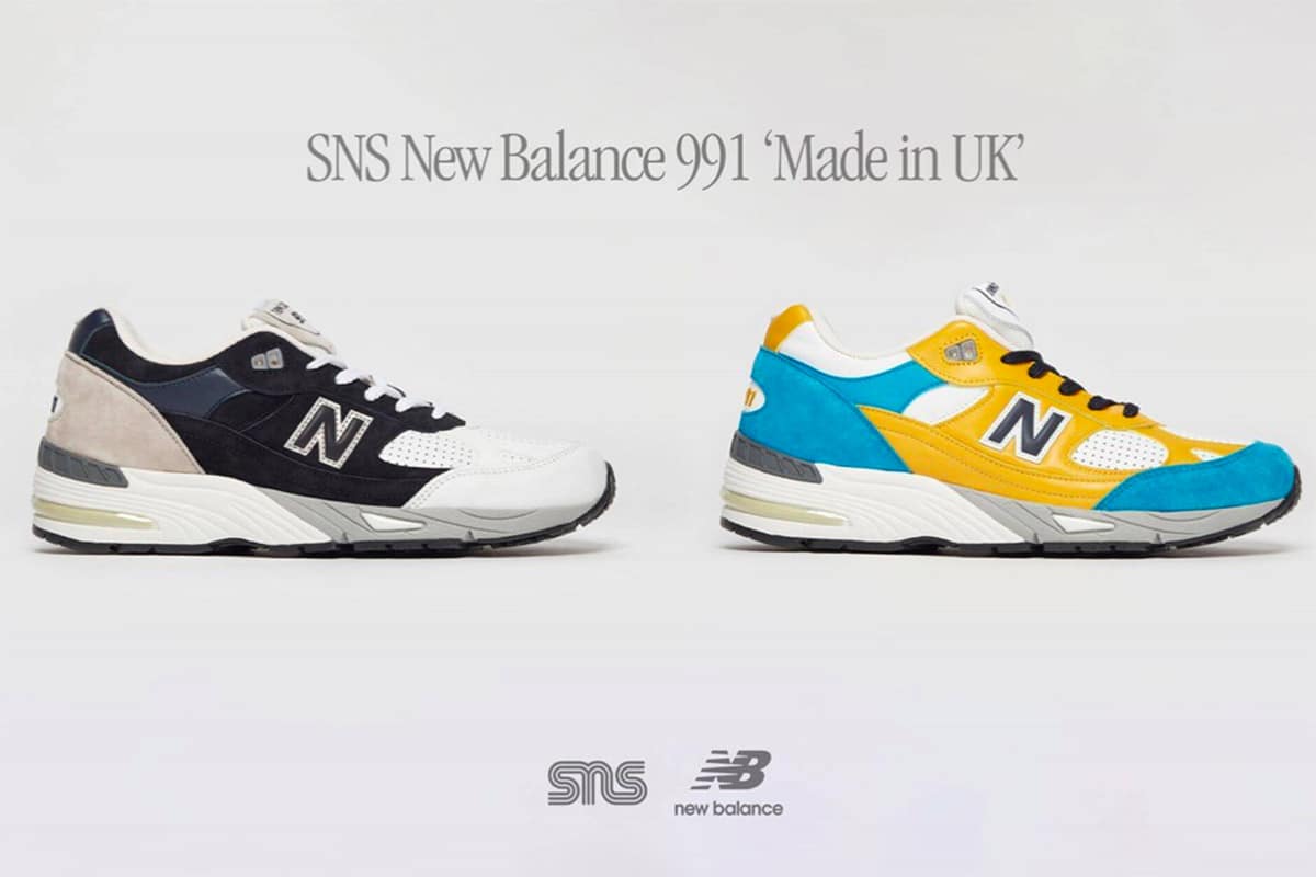 Sneakersnstuff x New Balance 991 Yellow Blue White Grey