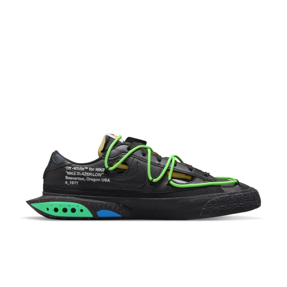 Off-White x Nike Blazer Low Black Electro Green Black DH7863-001 3