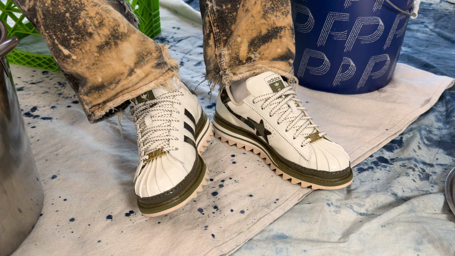 BAPE x CLOT x adidas Superstar by Edison Chen Off White Branch Olive Cargo KJ1473 4