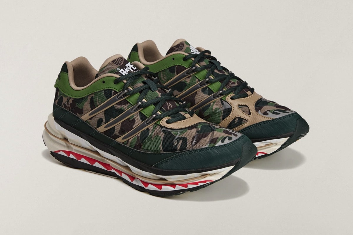 BAPE x adidas Adistar HRMY – Zielone camo i zęby rekina