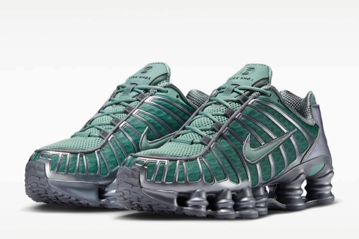 Nike Shox TL „Cannon” – futurystyczne srebro spotyka morską zieleń