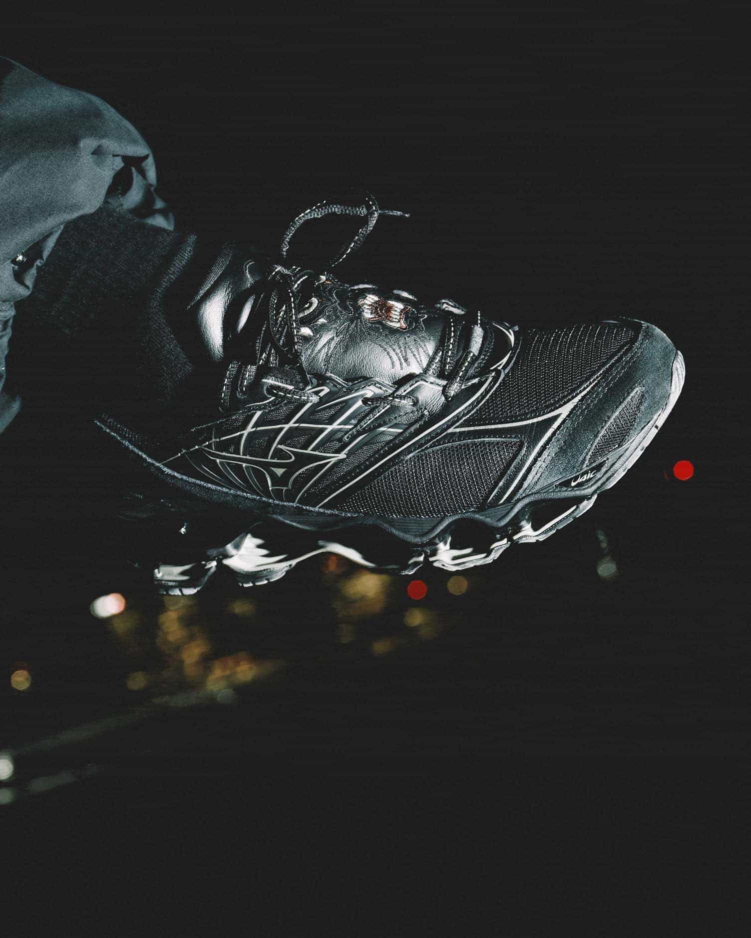 maharishi x Mizuno Wave Prophecy LS Black Olive 1