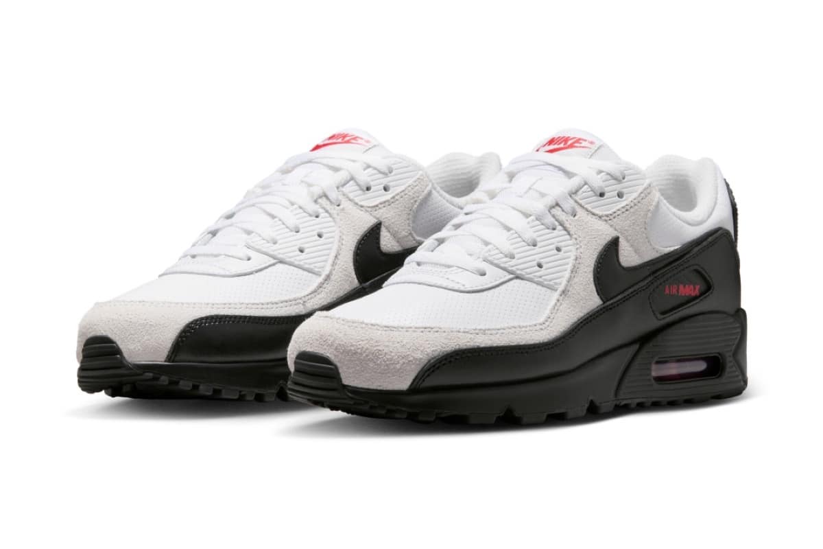 Nike Air Max 90 „White / Black” – klasyk, który gra fakturami materiałów