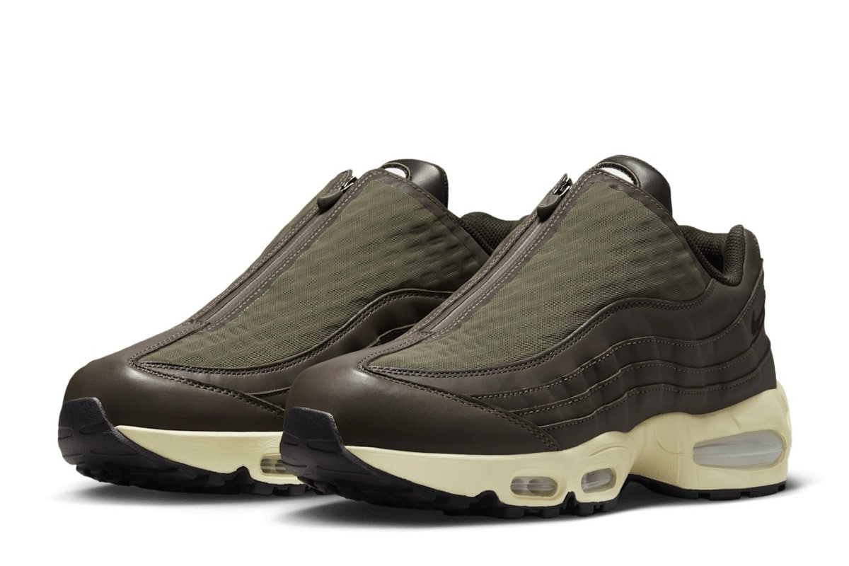 Nike Air Max 95 Big Bubble Zip „Medium Olive” – zamek i osłona nad sznurówkami