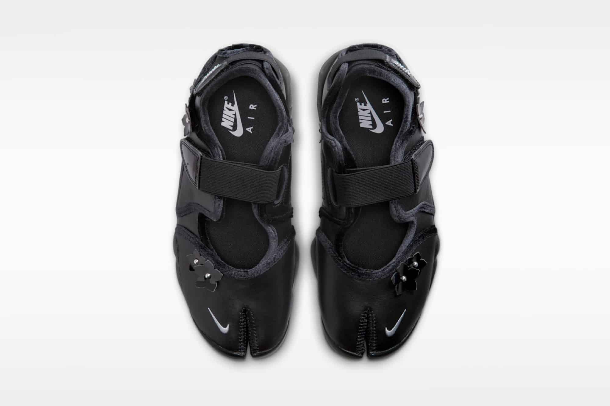 Nike Air Rift „Black Flowers” – czarna skóra i kwiatowe aplikacje