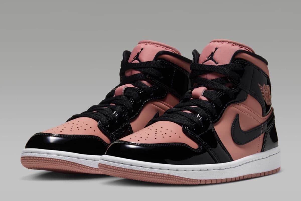 Air Jordan 1 Mid – stonowany róż i lakierowana czerń