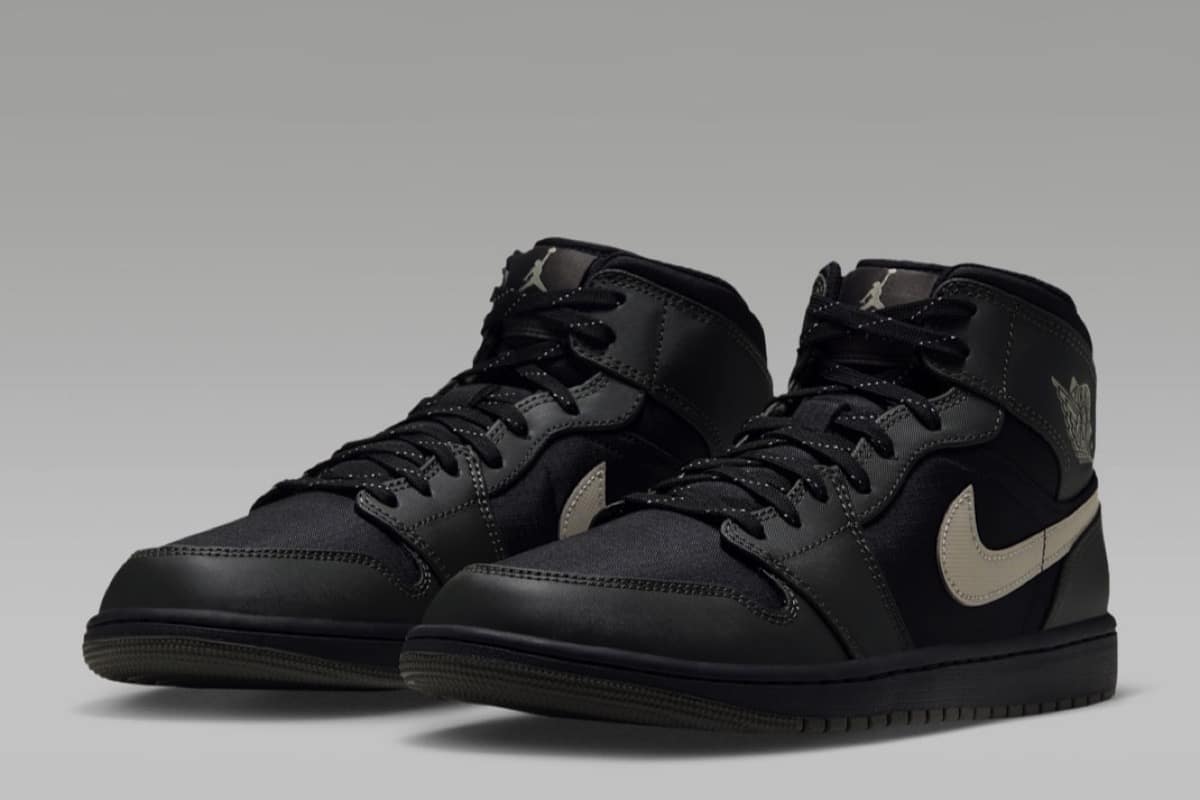Air Jordan 1 Mid Utility „Black / Spruce Fog” – nylon, odblaski i ciemna sylwetka